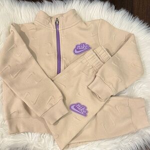 Nike Cream Tracksuit with Purple Details